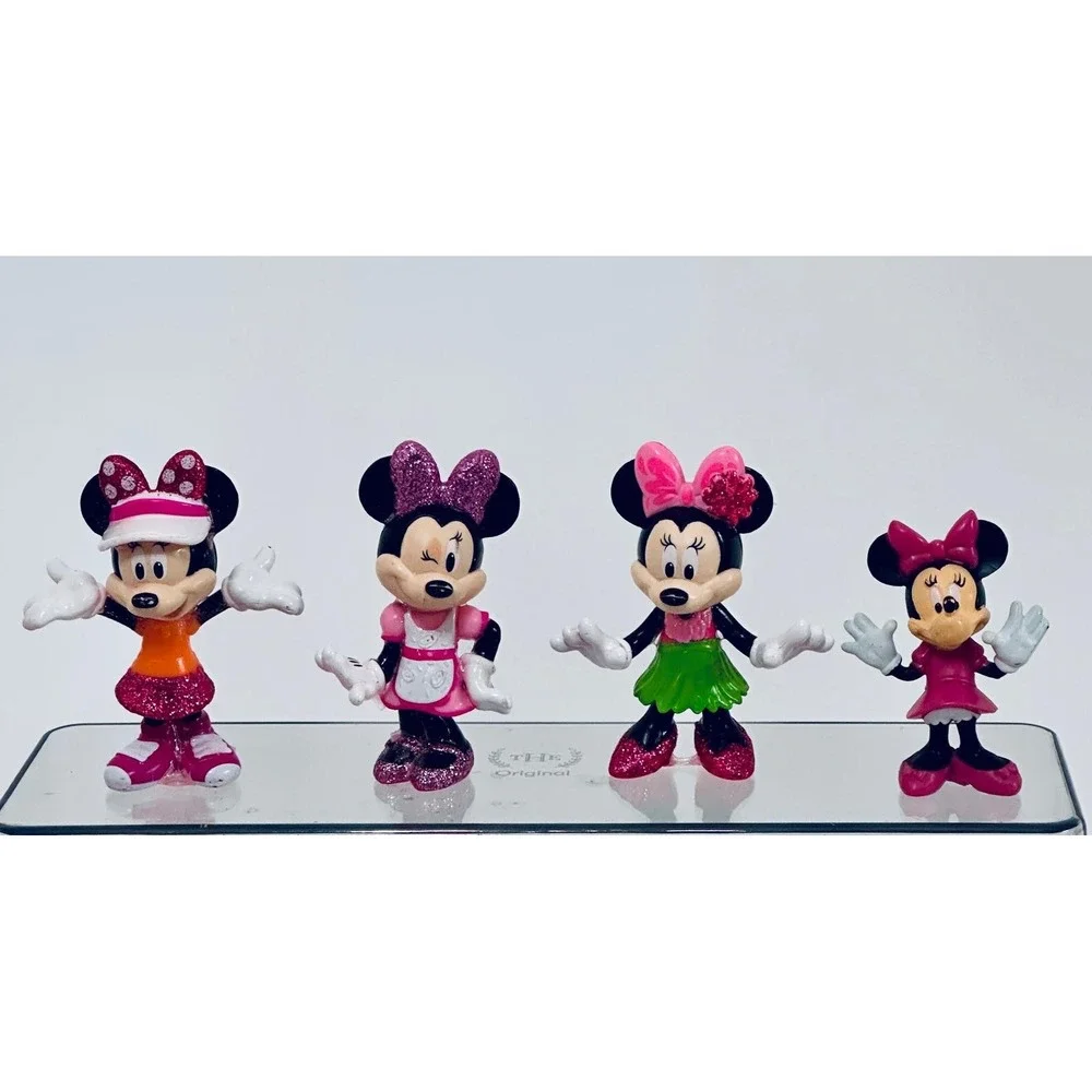 Disney Minnie Mouse Figurines Lot of‎ 10 and 2 Keychain Charms Collection